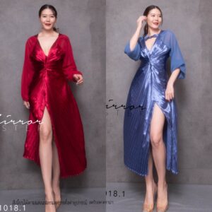 (PROMOTION) V2 ShinE PleaT FusioN GaLa Maxi SatiN DreSS เดรสไปงาน เดรสออกงาน เดรสพลีท เดรสผ้าเหลือบ เล่นแสงสวยเก๋