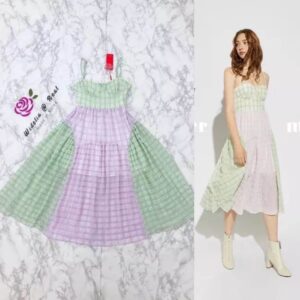 ( ) wideliaatreal PasteL 2tones Dress เดรสสีพาสเทล เดรสลายตาราง เดรสสลับสีเก๋ ๆ งานสวยเป๊ะตามแบบฉบับเลยแม่รีบตำให้ไว!