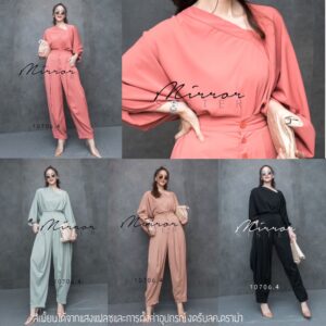 SM Love Shack Set ชุดเซ็ต เสื้อกางเกงสุดเก๋ ชุดเซ็ท เสื้อคอเบี่ยงทรงหลวม มาคู่กางเกงทรงจินนี่ สไตล์ฮาเร็ม