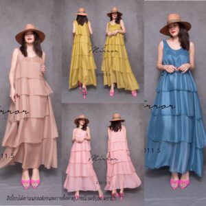Mirror Sister LamooN 5th LayeR Maxi DreSS เดรสขนมชั้น เดรสชั้นๆ เดรสแขนกุด ระบายต่อผ้า5ชั้นสวยละมุน แบบน่ารักมาก