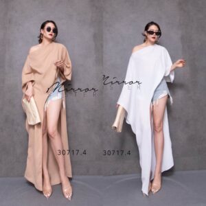 (NEWspecialPrice) (นางแบบ ใส่ ชุด ขาย) Ann na shoulder-off Long top สวยสับ!! เสื้อตัวยาว ทรงหลวม ใส่ได้ทุกไซส์