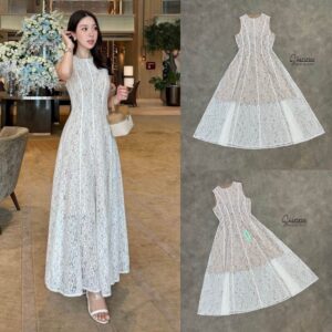 (นางแบบ ใส่ ชุด ขาย) White Princess Lace Maxi Dress แม็กซี่เดรสลูกไม้สุดหรู แพทเทิร์นสวยเป๊ะทุกมุม! ลูกไม้ทอลายคลาสสิก