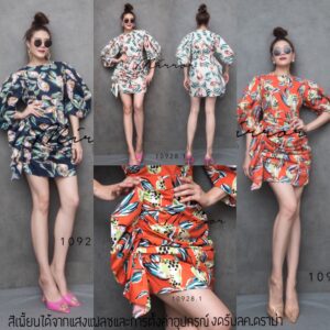 SX Modernz Look Dress จึ้งมากคร่า เดรสลายเก๋ ทรงสวยแซ่บ มินิเดรสแขนพอง ตัวกระโปรงจับย่นมีระบายด้านข้าง สวยทุกสี ซิปหลัง