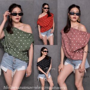v1 CH ChiC oN BasicitY DoT Off-Shoulder ToP เสื้อไหล่ตก เสื้อลายจุด เสื้อแซ่บๆ ใส่สบาย ดูง่ายๆ แต่ชิคๆ เสื้อเก๋ๆ