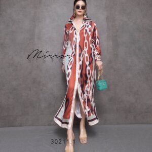 (MegaSALE) Tannyorange Her-mes-ChaiN EuRopE StyLE Shirt DreSS เดรสเชิ้ตไฮโซ ลายโซ่สุดเก๋ เดรสลายแบรนด์ดัง