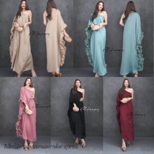 (นางแบบ ใส่ ชุด ขาย) v1 LX Luxury Starry Satin - Pleat Single Maxi Dress เดรสซาติน เดรสออกงาน ลุคสวยเก๋ไฮโซ