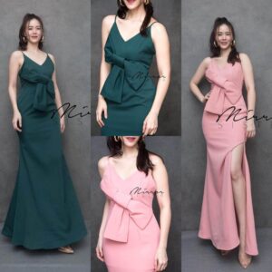 SweeT BoW Maxi DresS แม็กซี่เดรส เดรสยาว เดรสทรงหางปลา เดรสราตรี ดีไซน์สวยหรูหรา เนื้อผ้าขึ้นทรงสวย เดรสแต่งโบว์