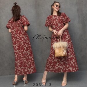 FINAL V3 About VintagE PuFF Maxi DreSS เดรสลายดอก วินเทจ แขนพองทรงบอลลูน ผ้าลายสวย ลายดอกสีเข้มสวยเด่น กระโปรงทรงเอ