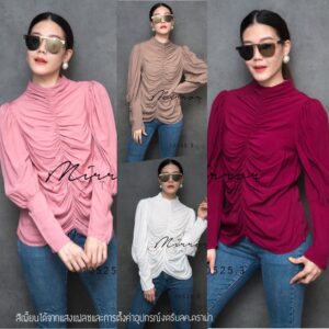 V2 SnaP ShoT in MinutE BLOUSE เสื้อคอปีน ดีเทลเก๋ เสื้อแขนยาว พองเบาๆ ปลายแขนจั้ม ช่วงตัวจับย่น ผ้ารีดง่ายใส่สบาย