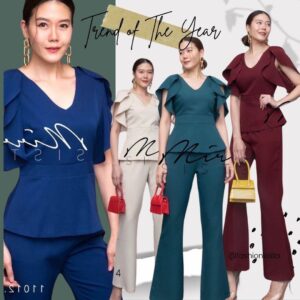 (Hot pro). V2 SmaRt ModeL HavANa Set ปังปุริเย่! ชุดเซ็ท เซ็ตเสื้อกางเกง เสื้อคอวีตีเกล็ดแต่งขอบเอวดูสวยสมาร์ท