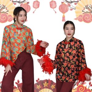 Xìngyùn Lucky Feather Qipao Top เสื้อกี่เพ้า เสื้อแต่งขนนก โดดเด่นที่ปลายแขน สวยพรีเมียม ฟูเก๋ไก๋ สวยลัคกี้