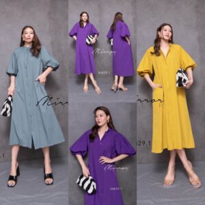 (NewspecialPrice) ป้ายmirrorsister (นางแบบ ใส่ ชุด ขาย) v1 Happy Status FLuFFY DReSS เดรสแขนพอง