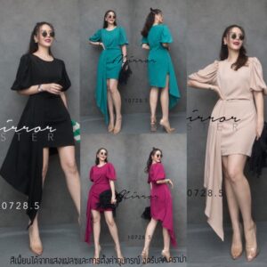 SM SX Smart & Chic Look Dress เดรสสง่า เดรสเรียบเก๋ดูชิค เดรสแขนกระปุก เดรสสั้น กระโปรงทรงสอบ ช่วงเอวจับทวิส ปล่อยชาย