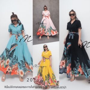 FresH 'n SweeT in TroPicaL ShiRt DreSS เดรสเชิ้ตแขนสั้น เดรสเชิ๊ตชายบาน เดรสลายดอกไม้ ใบไม้ ชายสวยชายสวิง