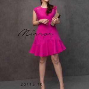 Y2k v2 SignaturE VintagE Shocking Pink DreSS เดรสแขนกุด เดรสสั้น ชายย้วย เดรสระบาย เดรสวินเทจ ทรงน่ารัก