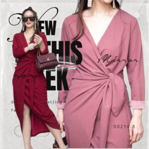 (นางแบบ ใส่ ชุด ขาย) Drap Drapped SexY HoNN Dress เดรสแบบผูก เดรสไขว้ผูก ผูกด้านข้าง ผูกโบว์ขยับได้ตามสัดส่วน