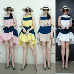 (MegaSALE) V2 ORI Cuties Pastel Stylish Long Top / Mini Dress มินิเดรสหน้าสั้นหลังยาว เสื้อยาว แขนกุด ดีไซน์คิ้วท์ๆ
