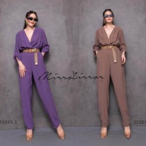 (นางแบบ ใส่ ชุด ขาย) Classy Swift JuMPSuiT with BELT จั้มสูทขายาว ตอบโจทย์สาวทุกสไตล์ เสื้อคอวีไขว้จับทวิสสวย