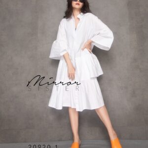 9.9 LAZ PROMOTION V2 Pure White ShirT AsyM Loose DreSS on Bright DaY เดรสเชิ้ต เดรสคอจีน ทรงโคร่ง ใส่เป็นเสื้อคลุมได้