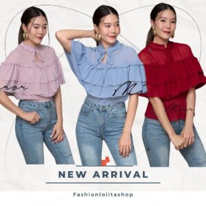 (MegaSALE) V2 PetaL of FloweR FRiLLeD Top สวยหวาน ดีเทลจัดเต็ม เสื้อระบายชั้นๆ เสื้อเล่นเลเยอร์ คอผูกโบ