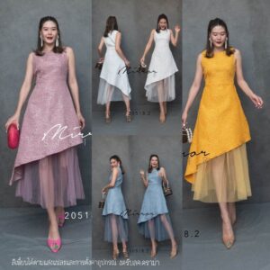(PROMOTION) v2 LuxurY SuiTe SlopE Maxi DreSS ชุดไปงาน เดรสไปงาน เดรสแขนกุด เดรสผ้าทอลาย ดอกนูน ผ้ามี texture สวยเก๋