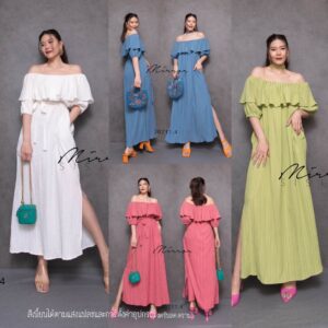 SW ParfuM shoulder off Maxi Dress เดรสปาดไหล่ แม็กซี่เดรส ไหล่ระบาย สวยเก๋ ใส่เป็นเดรสปาดไฟล่ เดรสโชว์ไหล่