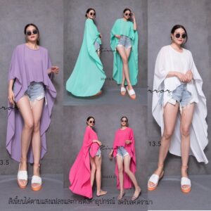 ColorfuL LifE with Poncho LonG ToP เสื้อหน้าสั้นหลังยาว ดีไซน์เก๋ สีสันสดใส เสื้อทรงหลวม ใส่ได้ทุกไซส์