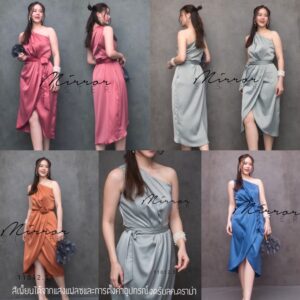 LX NICE on thE NigHt Satin DreSSเดรสซาติน เดรสไหล่เดี่ยว ดีเทลเก๋จับทวิส กระโปรงทรงทิวลิป โชว์เรียวขา สวยสง่า