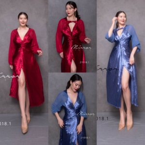 (MegaSALE) V3 ShinE PleaT FusioN GaLa Maxi SatiN DreSS เดรสพลีท เดรสผ้าเหลือบ เล่นแสงสวยเก๋ ผ่าสูงด้านหน้าโชว์เรียวขา