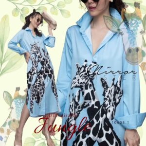(MegaSALE ) Trendy Giraffes Dress เดรสเชิ๊ต เดรสลายยีราฟ สุดฮิต เดรสทรงเบสิคใส่ได้ตลอดไม่มีเอ้าท์ ใส่เที่ยว ทำงาน