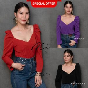 (PROMOTION) V3 Eyes FiXEd ZAPP SexY ToP เสื้อคอเหลี่ยมไหล่ยกสุดแซ่บ ด้านหลังสม๊อกใส่สบาย ทรงไหล่ยก เซ็กซี่เบาๆ