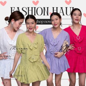 (PROMOTION) VAL Heart 2 Hearts Long Top เสื้อตัวยาว คลุมสะโพก เสื้อยาว ชายระบาย ผ้าtexture ย่นๆ