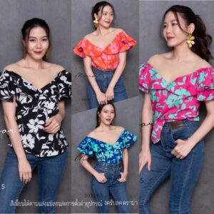 Seethrough BrighT Flower Sexy Top เสื้อแซ่บๆ สวยสับๆ เสื้อชิคๆ เสื้อซีทรู ช่วงอกระบาย