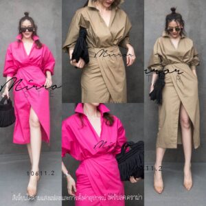 (PROMOTION) V2 Smart ProfessionaL EleganT looK SeT ชุดเซ็ท เซ็ตเสื้อกระโปรง งานเก๋เสื้อเชิ้ตไหล่สโลปแขนพอง