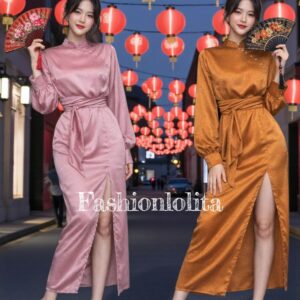 MOrE ThaN Qipao – Premium Satin Chinese Dress เดรสกี่เพ้าคอจีนสไตล์โมเดิร์น หรูแบบร่วมสมัย ดีไซน์คอจีน