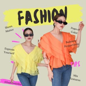 (นางแบบ ใส่ ชุด ขาย) ColorfuL X Bow organza top เสื้อสีสัน สวยสด เสื้อชั้นๆเล่นเลเยอร์ เสื้อ ผ้าออแกนซ่า สวยเก๋