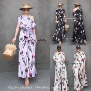 V2 LX LuxurY TuliP Set เซ็ตเก๋ๆ ชุดเซ็ท เซ็ตสองชิ้น ชุดเซ็ตลายทิวลิป เซ็ตเสื้อกางเกง ทรงเริ่ด เสื้อไหล่ตก กางเกงขาบาน