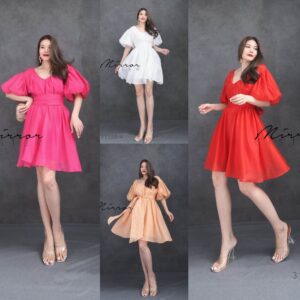 (NEWspecialPrice) V3 MAYA BRoNZa Mini DReSS หลงรักเทอว์แน่นอน!! เดรสน่ารัก สีสันสดใส สวยดูดี เดรสคอวีแขนพอง