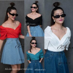 (Promotion) SX V3 LittlE SexY CroP Top ใส่ได้ทั้งหวานหรือแซ่บ เสื้อครอป เสื้ออกไขว้ เสื้อเซ็กซี่ เสื้อไหล่ยก