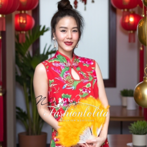 (นางแบบ ใส่ชุดขาย) FengHuang Phoenix Qipao Dress – ใส่แล้วเฮง ดูแพงทันที กี่เพ้ามงคลลาย หงส์–มังกร–ดอกโบตั๋น