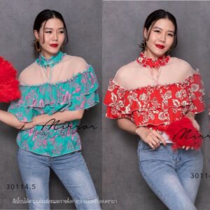 VAL FW FloweR Mimi SeeTrough ToP เสื้อซีทรู เสื้อลายดอกไม้ สวยเก๋ๆ แซ่บๆ เสื้ออกแต่งระบายสองชั้น ดีเทลเริ่ดๆ