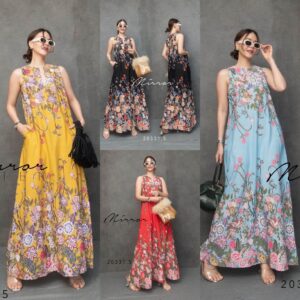 (NEWspecialPrice) v2 FloweR iN MorNinG Maxi DreSS เดรสยาวแขนกุด ลายดอกไม้สวยหวาน ลายดอกลายเชิงเก๋ๆ คอวีผ่า กระโปรงทรงเอ
