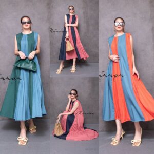 (NEWspecialPrice) (นางแบบ ใส่ ชุด ขาย) Classy 2ToNes Dress เดรสทูโทน ทรงหลวม แขนกุดใส่สบาย