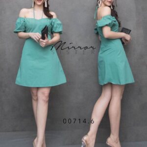 SX v1 ZazaSweetSeed Mint Dress เดรสแซ่บ เบาๆ มินิเดรส เดรสแขนตุ๊กตา ใส่เป็น เดรสปาดไหล่ ก้อได้ เดรสอกเว้า จับจีบช่วงอก