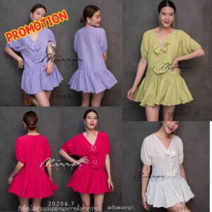 (PROMOTION) V2 VAL Heart 2 Hearts LongBlouse TOP เสื้อแต่งโบว์น่ารัก เสื้อตัวยาว เสื้อทรงหลวม เสื้อชายระบาย