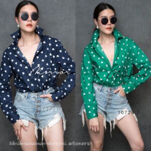 V2 Hundreds HeART SHiRT เสื้อเชิ้ตลายหัวใจ เท่ๆเก๋ๆ เสื้อเชิ้ตพิมพ์ลายหัวใจ เสื้อเชิ๊ต ทรงสวยแมชกับอะไรก้อน่าเลิฟ