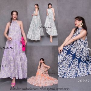 V2 Antique Vintage PleaT DreSS on VacatioN Time เดรสพลีท เดรสสีละมุน เดรสลายแอนทีค สวยหวานละมุน เดรสยาวเว้าแขน
