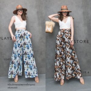 ) FW VerY FloweR WidE PantS สวยบานฉ่ำ กางเกงวินเทจ เบาๆ กางเกงลายดอก ขาบาน กางเกงพริ้วๆ มีซับในสวยเก๋