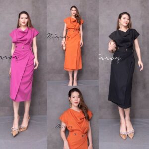 (NEWspecialPrice) Momentum Collar Vintage Dress เดรสคอถ่วง คอย้วยๆ ดีไซน์เก๋ ช่วงกระโปรงเป็นทรงสอบ