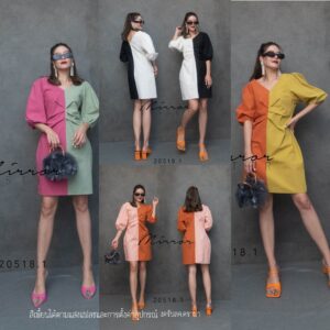 V2 BaLance of LifE 2Tones DresS สวยแซ่บ สวยสับ เดรสสองสี half-half เดรสทรงทิวลิป เดรสสั้นสุดชิค เดรสคอวี หน้าหลัง